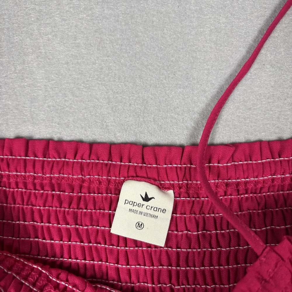 Paper Crane Tank Top Pink Smocked Bust Tiered Babydoll Strap Size Medium Y2K - Picture 3 of 9